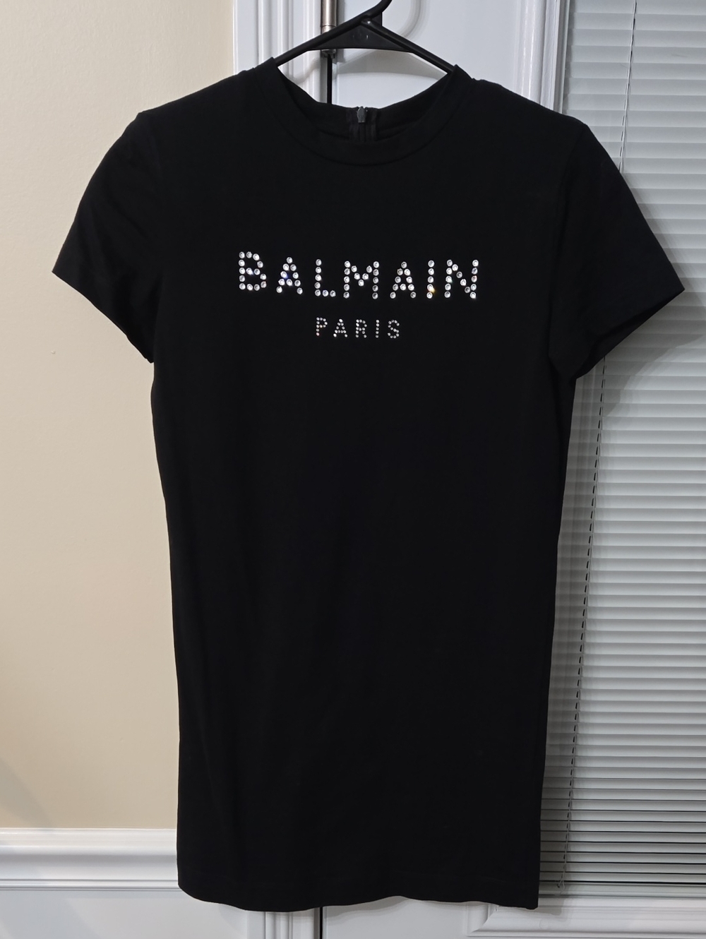 Balmain Black Crystal Logo Tee Dress Girls